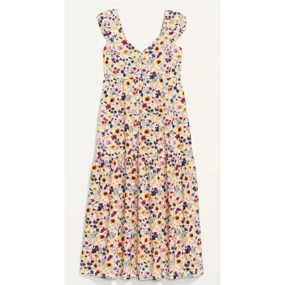 Old Navy Dress XL All Day Wildflower Fit Flare Tiered Maxi Bloomcore Pockets NEW - Picture 5 of 5